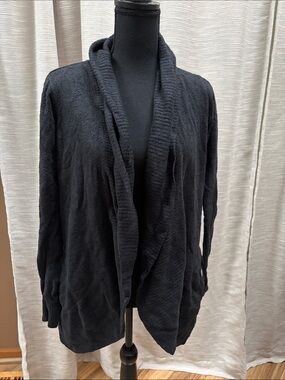 Barefoot Dreams Cozy Black Open-Front Shawl Collar Cardigan